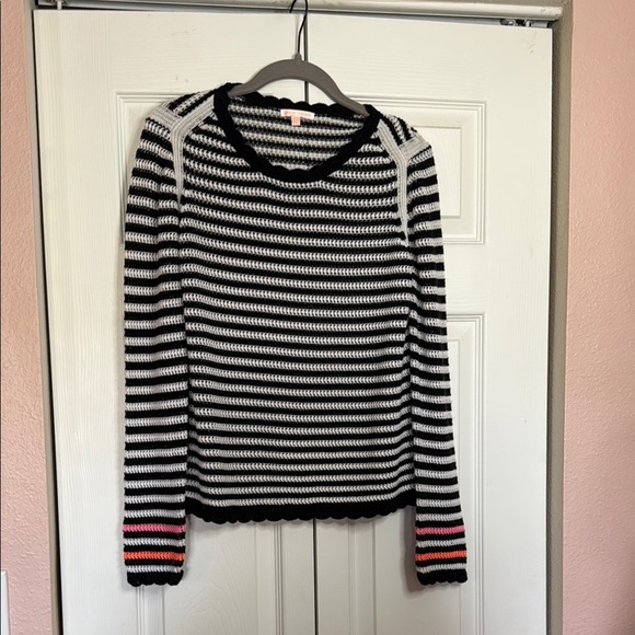 Lisa Todd Black and White Open Knit Sweater 100% cotton Size S - Picture 1 of 9
